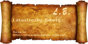 Latosinszky Babett névjegykártya